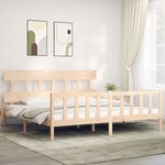 vidaXL Cadre de lit avec tête de lit 200x200 cm bois massif