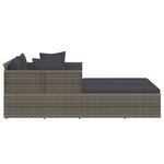 vidaXL Chaise longue avec coussins gris 182x118x63 cm résine tressée