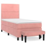 vidaXL Sommier à lattes de lit avec matelas Rose 100x200 cm Velours
