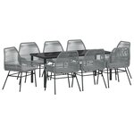 vidaXL Ensemble de salle à manger de jardin 9 pièces avec coussins en rotin poly gris