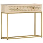 vidaXL Table console doré 90x30x75 cm bois solide de manguier