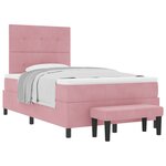 vidaXL Lit à Somier avec Matelas & Banc Rose 120x190 cm Velours