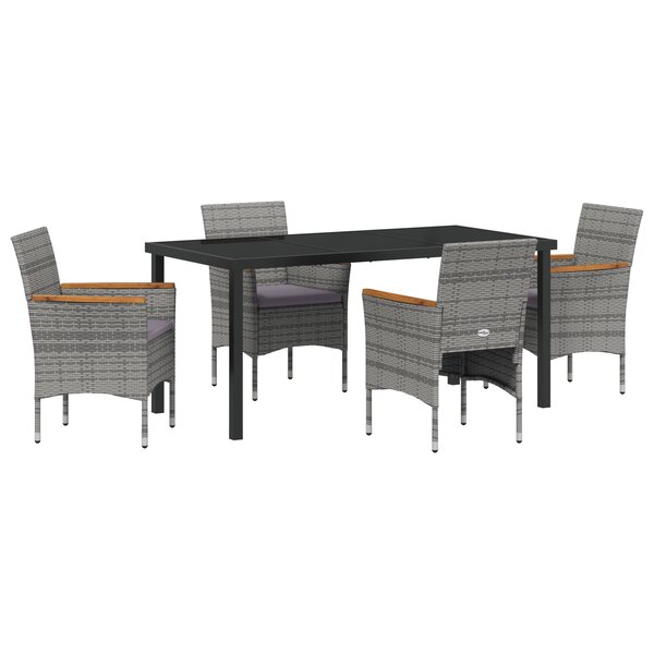 vidaXL Ensemble de dîner de jardin 5 pièces Gris Rotin Poly