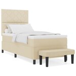 vidaXL Lit boxspring avec matelas et banc crème 90x200 cm tissu