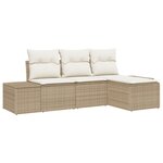 vidaXL Ensemble de canapé de jardin 4 pièces avec coussins beige en poly rotin