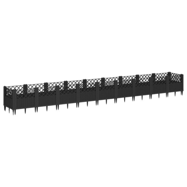 vidaXL Jardinière avec piquets noir 363 5x43 5x43 5 cm PP