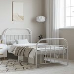 vidaXL Cadre de lit métal sans matelas et pied de lit blanc 100x190 cm