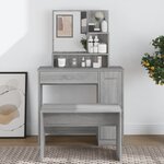 vidaXL Coiffeuse avec miroir Sonoma gris 86 5x35x136 cm