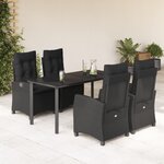 vidaXL Ensemble à manger de jardin coussins 5Pièces Noir Résine tressée