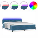 Lit à ressort vidaXL avec matelas et LED bleu foncé 200x200 cm en velours