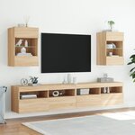 vidaXL Meubles TV muraux lumières LED 2 Pièces chêne sonoma 40x30x60 5 cm