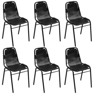 Vidaxl chaises de salle à manger 6 pièces noir cuir véritable