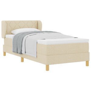 lit à ressort vidaXL avec matelas - Crème 100x200 cm Tissus