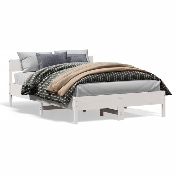 vidaXL Cadre de lit sans matelas blanc 140x190 cm bois de pin massif
