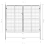 vidaXL Porte de jardin Acier galvanisé 306x250 cm Argenté