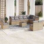 vidaXL Salon de jardin 11 Pièces avec coussins beige résine tressée
