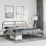 vidaXL Cadre de lit métal sans matelas avec tête de lit noir 193x203cm