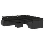 vidaXL Salon de jardin 11 Pièces avec coussins noir résine tressée