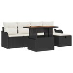 vidaXL Ensemble de Canapés de Jardin 6 Pièces avec Coussins Noir Rattan Poly