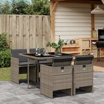 vidaXL Ensemble à manger de jardin 5 Pièces coussins gris résine tressée