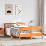 vidaXL Cadre de lit sans matelas cire marron 140x190cm bois pin massif