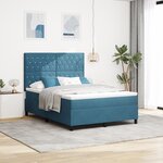 vidaXL Lit Box Spring avec Matelas Bleu Foncé 160x200 cm Velours