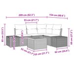 vidaXL Ensemble de canapé de jardin 5 pièces avec coussins en poly rattan noir et acacia
