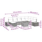 vidaXL Ensemble de canapé de jardin 9 pièces avec coussins noir en rotin synthétique
