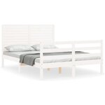 vidaXL Cadre de lit avec tête de lit blanc 140x190 cm bois massif