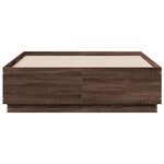 vidaXL Cadre de lit avec LED sans matelas chêne marron 135x190 cm