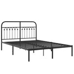 vidaXL Cadre de lit métal avec tête de lit noir 135x190 cm