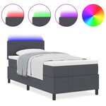 vidaXL Lit Box Spring avec Matelas & LED Gris Foncé 100x200 cm Tissu en Côtelé