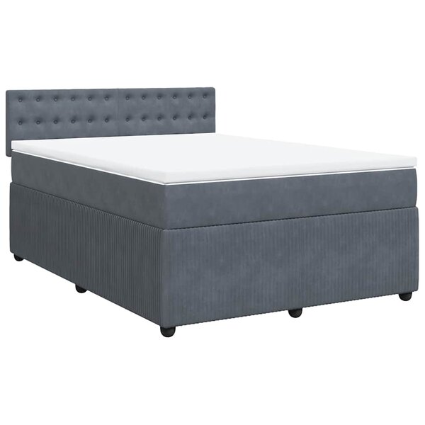 vidaXL Sommier à lattes de lit et matelas Gris foncé 140x200cm Velours