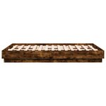 vidaXL Cadre de lit avec lumières LED chêne fumé 135x190 cm