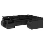 vidaXL Salon de jardin 10 Pièces avec coussins noir résine tressée