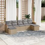 vidaXL Salon de jardin avec coussins 7 Pièces beige résine tressée