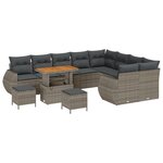 Ensemble de Sofa de Jardin de 12 Pièces avec Coussins Gris en Poly Rattan Acacia