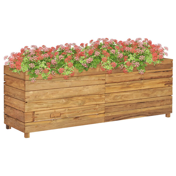 vidaXL Lit surélevé 150x40x55 cm bois de teck recyclé et acier