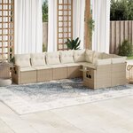 vidaXL Salon de jardin avec coussins 9 Pièces beige résine tressée