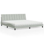vidaXL Lit avec matelas gris clair 200x200 cm velours