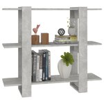 vidaXL Bibliothèque/Séparateur de pièce Gris béton 100x30x87 cm