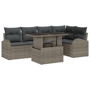 vidaXL Ensemble de canapés de jardin de 6 pièces avec coussins gris en rotin synthétique