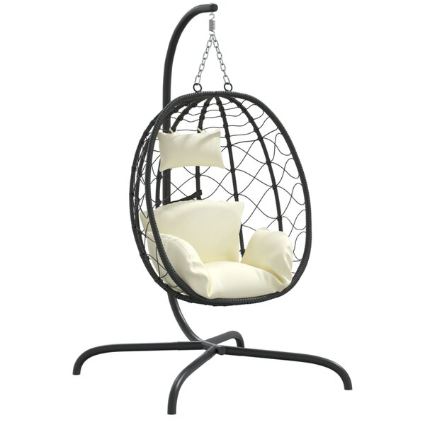vidaXL Chaise suspendue en forme d'œuf avec coussin blanc crème