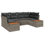 vidaXL Ensemble de canapé de jardin 6 pièces avec coussins gris en poly rotin acacia