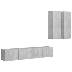 vidaXL Ensemble de meubles TV 4 Pièces Gris béton Bois d'ingénierie