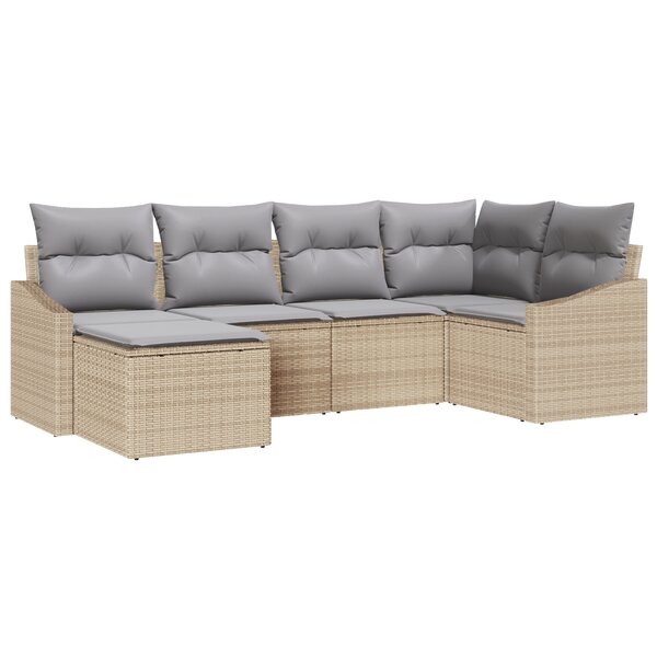 vidaXL Ensemble de salle à manger de jardin 6 pièces avec coussins Beige Résine tressée.