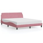 vidaXL Cadre de lit et tête de lit sans matelas rose 160x200cm velours