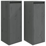 vidaXL Armoires murales 2 Pièces Gris 30x30x80 cm Bois de pin massif