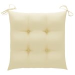 vidaXL Chaises de jardin et coussins blanc crème lot de 4 Teck massif