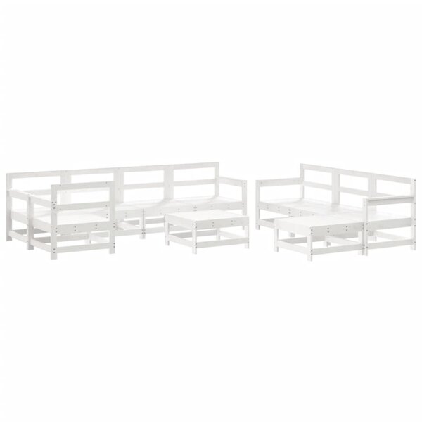 vidaXL Salon de jardin 10 Pièces Blanc Bois de pin massif